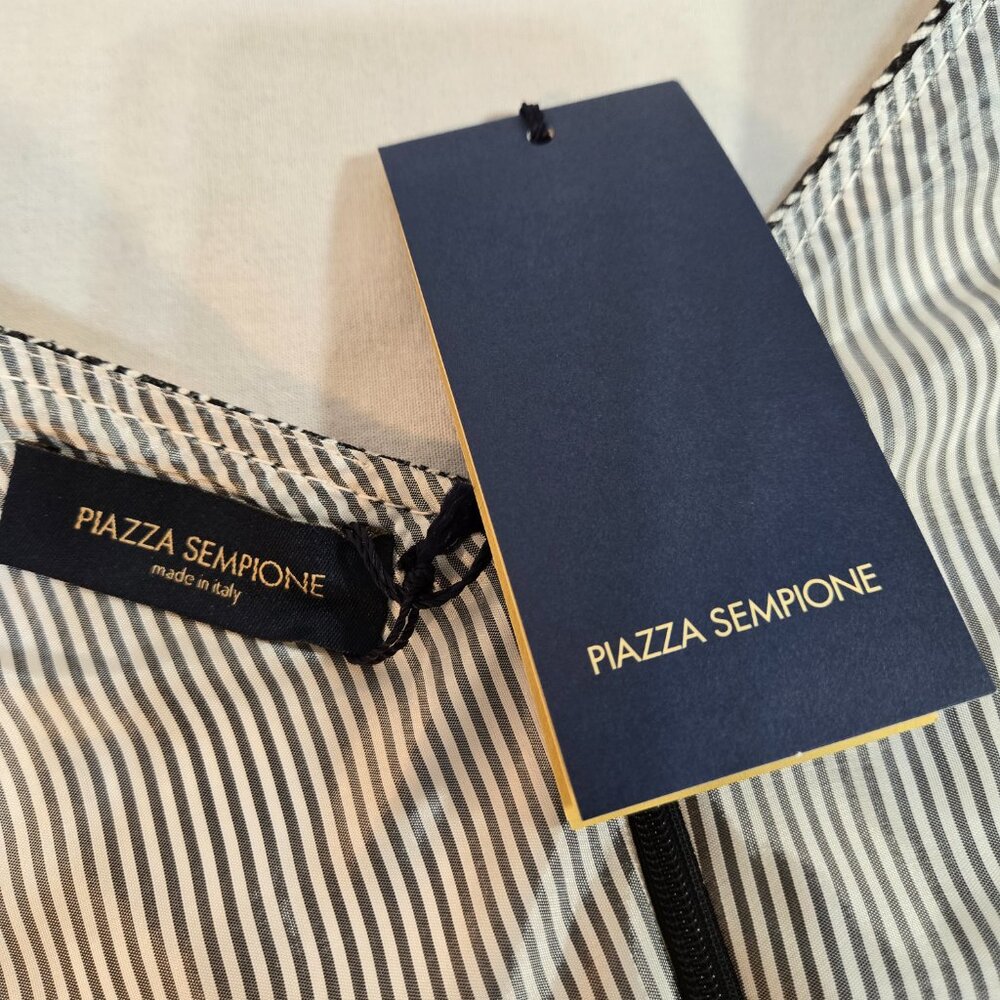 PIAZZA SEMPIONE Black/White Printed Dress Size Italian 44 US 8 Made Italy! NEW! - Picture 12 of 16